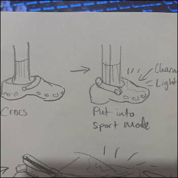 Diagram of the crocs circuit, lights up at the front when put in sports mode